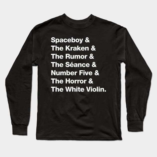 The Umbrella Academy Character Names Version 2 - White Long Sleeve T-Shirt by VikingElf